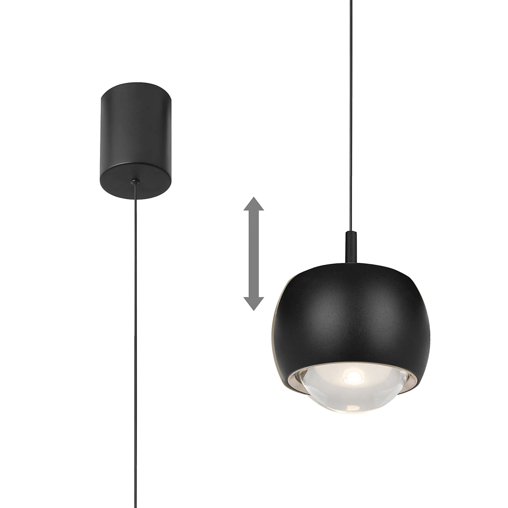 Roller Rise And Fall Pendant 12W LED Black
